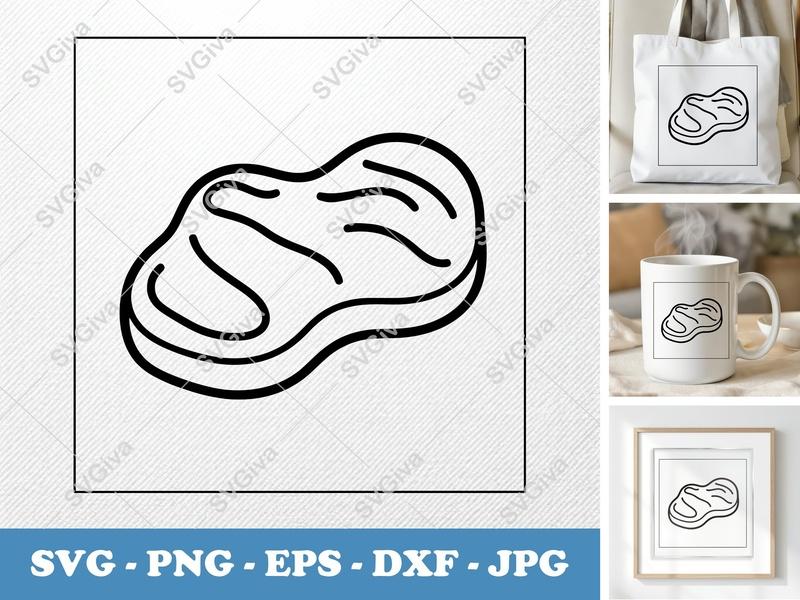 Steak SVG | Puffy Pillow Soft Design | No Sharp Corners | PNG DXF EPS | Cricut Silhouette File