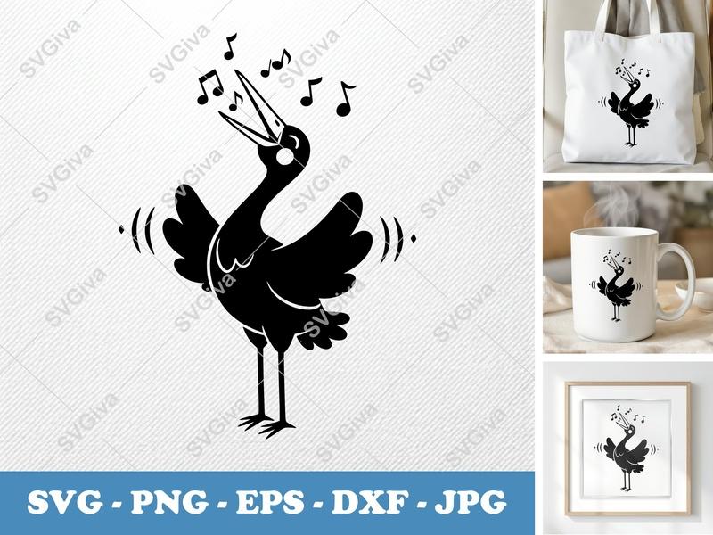 Stork's Sweet Melody SVG, PNG, DXF, EPS | Puffy Cloud Shapes for Cricut & Silhouette Crafts