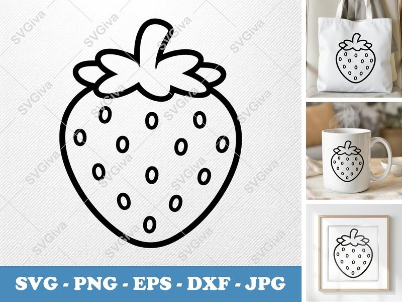 Strawberry SVG | Puffy Soft Forms | PNG DXF EPS | Cricut Silhouette File