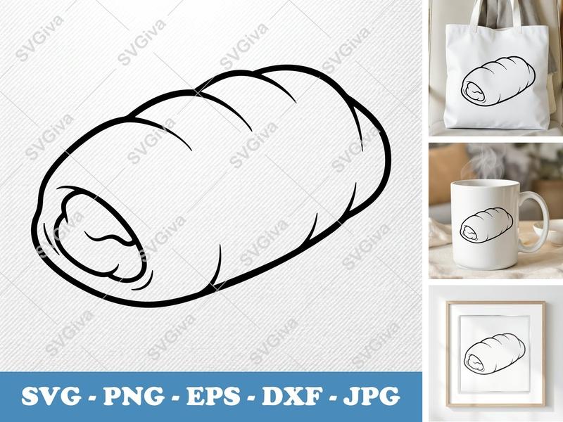 Stromboli SVG Cut File | Food Clip Art, Sandwich Roll Outline | PNG EPS DXF for Cricut, Silhouette