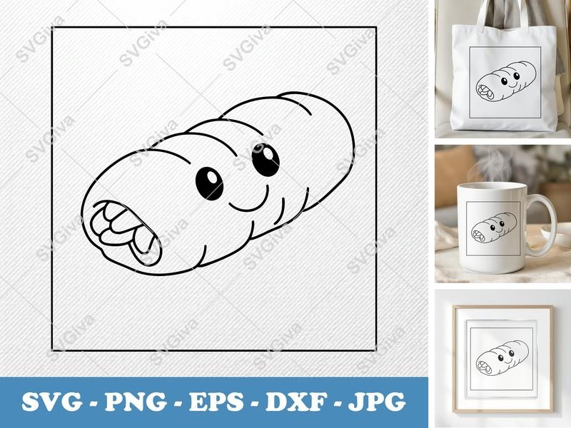 Stromboli SVG, Cute Cartoon Food | PNG EPS DXF | Cricut Silhouette Cut File, Modern Design, Digital Download