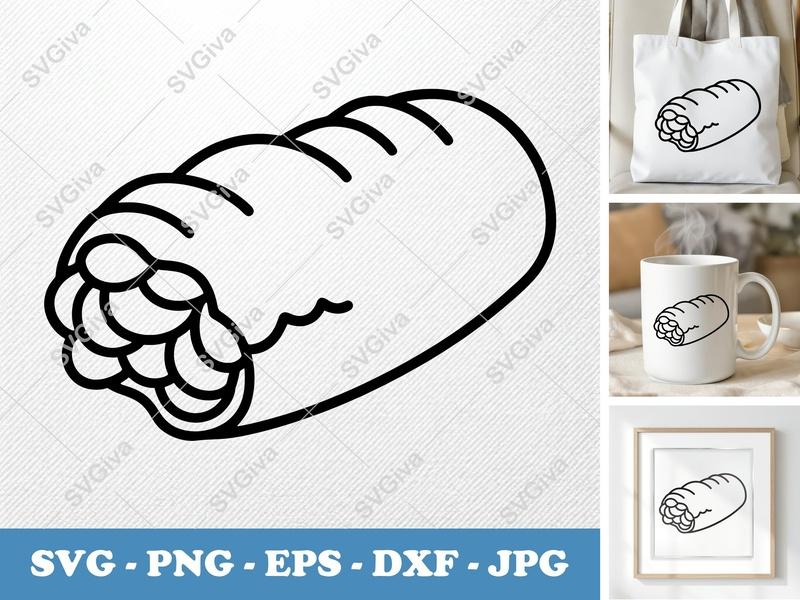 Stromboli SVG | Food Outline, Modern Clean Design, Italian Snack | PNG EPS DXF for Cricut & Silhouette