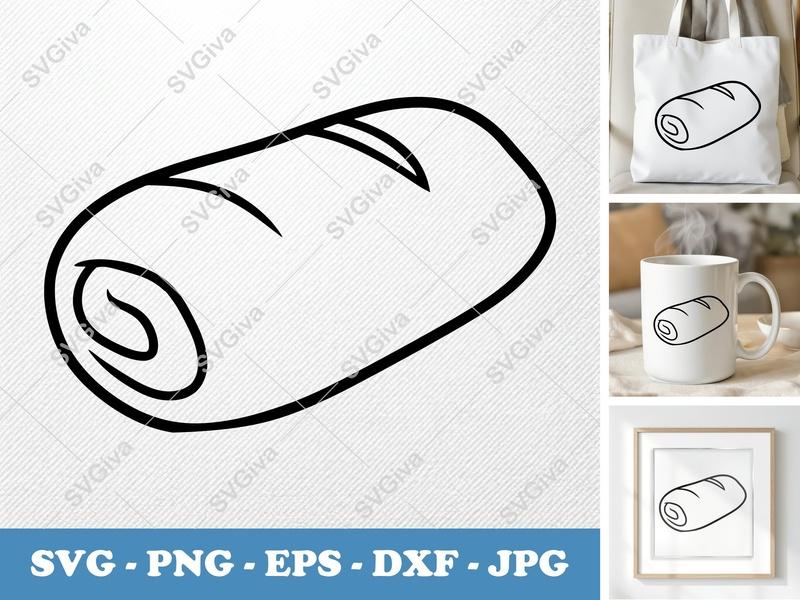 Stromboli SVG | Food Outline, Modern Clean Design | PNG EPS DXF | Cricut, Silhouette Cut File