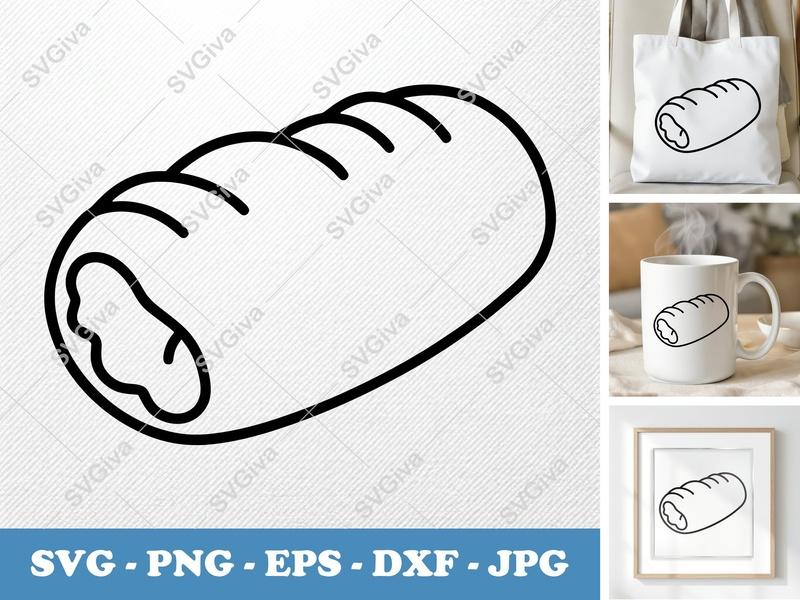 Stromboli SVG | Modern Food Outline Cut File | PNG EPS DXF for Cricut, Silhouette | Italian Snack Vector Art