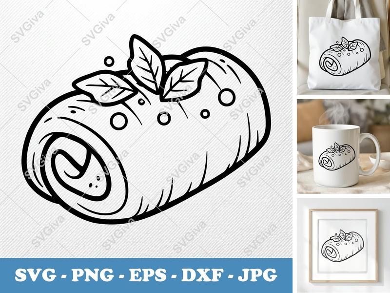 Stromboli with Garnish SVG | Bold Contour Minimalist Cut File | PNG DXF EPS | Cricut Silhouette Kitchen Food Art
