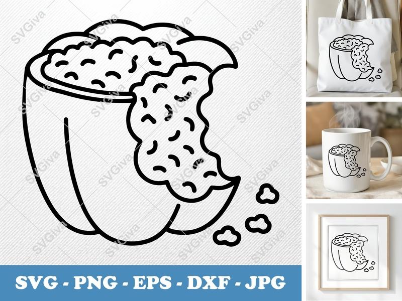 Stuffed Peppers SVG Cut File | Modern, Clean Line Art Food Clipart | PNG EPS DXF for Cricut & Silhouette