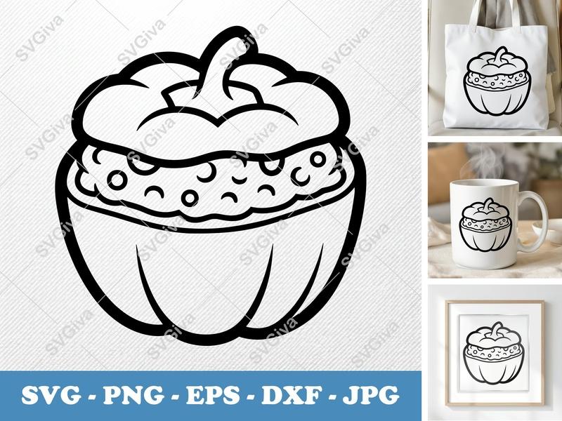 Stuffed Peppers SVG | Food Kitchen Cut File PNG DXF EPS Cricut Silhouette Recipe