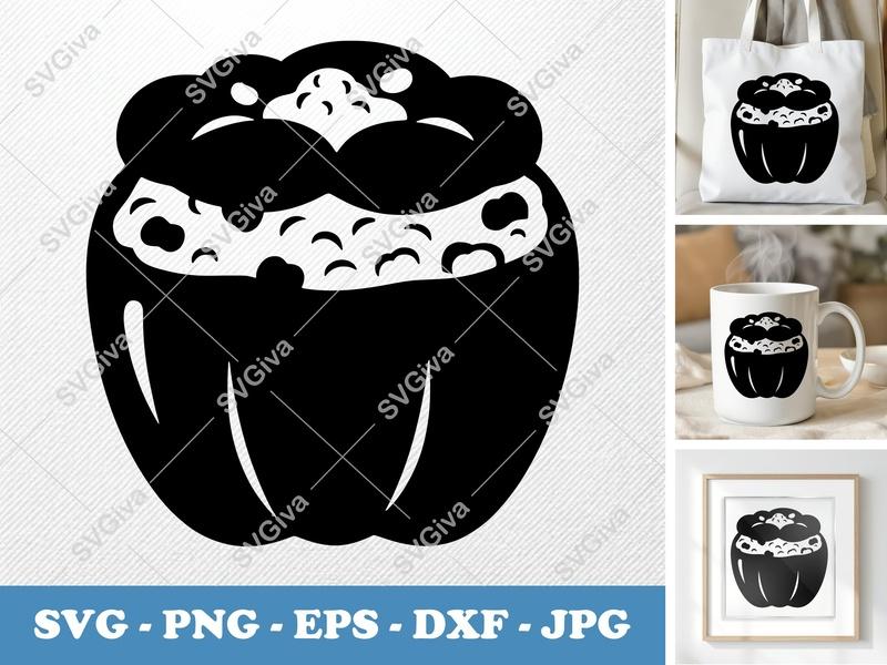 Stuffed Peppers SVG | Modern Clean Design, Food Icon, Kitchen Clipart | PNG EPS DXF for Cricut & Silhouette