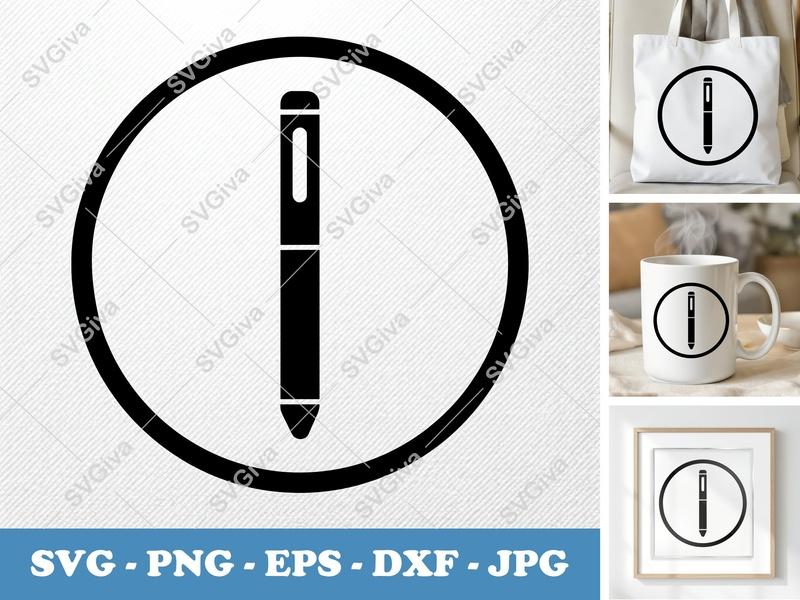 Stylus classic svg icon | Minimal Bold Circle Frame | SVG PNG EPS DXF | Cricut Silhouette File