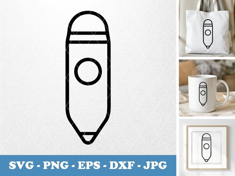 Stylus classic svg icon | Rounded Body, Bean-Shaped Design | SVG PNG EPS DXF for Cricut Silhouette