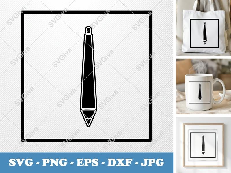 Stylus classic svg icon | Solid Black Fill, White Contour, Crisp Edges | SVG PNG EPS DXF for Cricut Silhouette