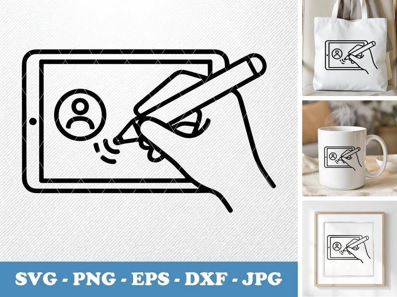Stylus in active use SVG | Hand Writing, Tablet Icon, Digital Pen | PNG EPS DXF | Cricut Silhouette File