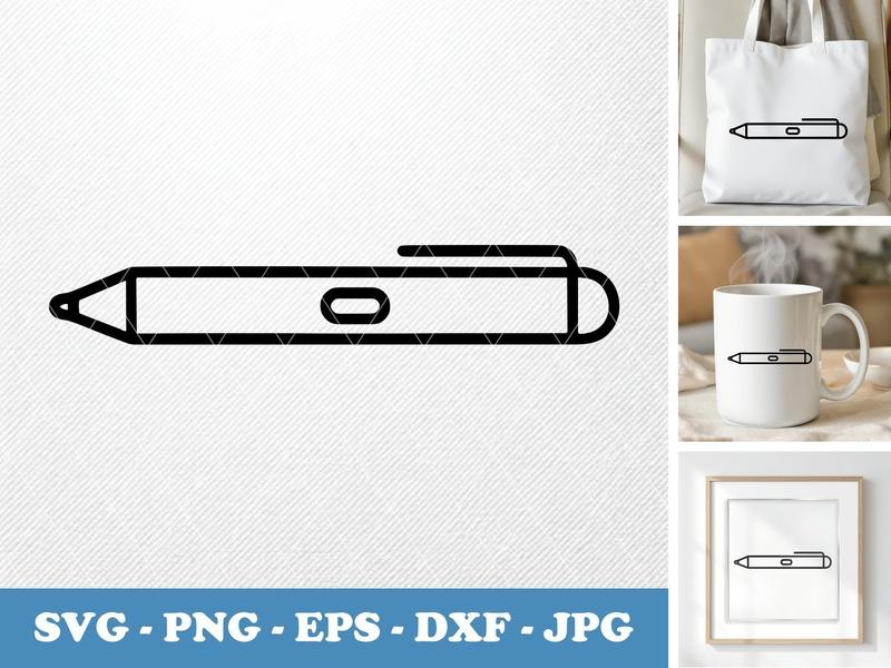 Stylus in side view profile SVG | Pen Clip Icon PNG DXF EPS | Cricut Silhouette Cut File | Digital Drawing Tool