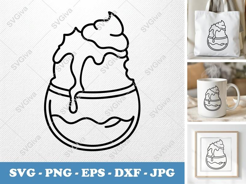 Sundae Partially Eaten SVG | Puffy Soft Shapes Cut File | PNG DXF EPS for Cricut & Silhouette