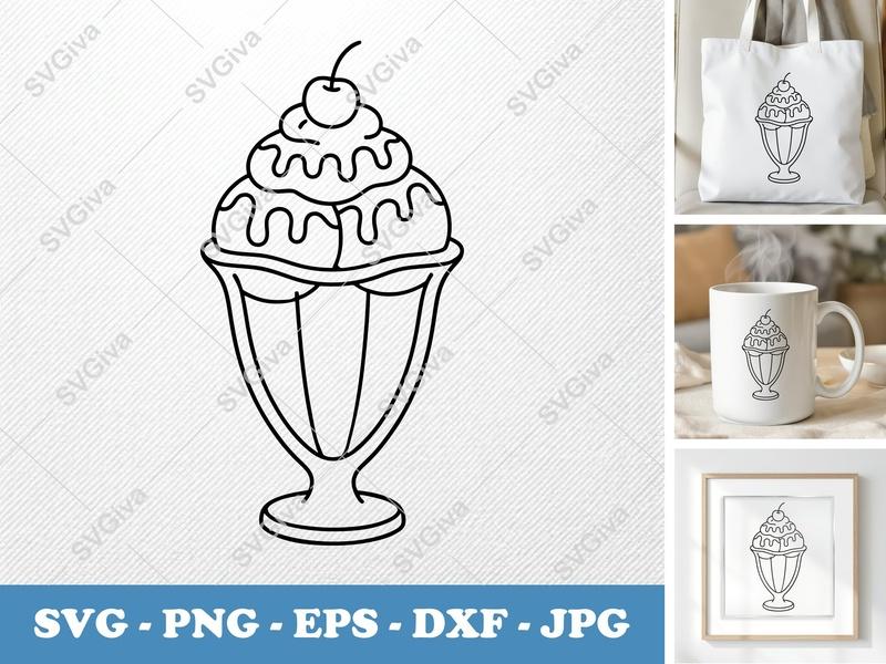 Sundae SVG | Friendly Bean-Shaped Design | PNG, DXF, EPS | Cricut & Silhouette Cut File