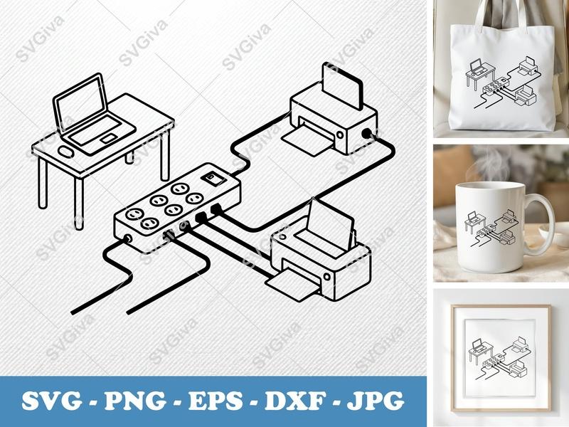 Surge Protector SVG | Modern Clean Design | Power Strip, Electronics | PNG EPS DXF | Cricut Silhouette File