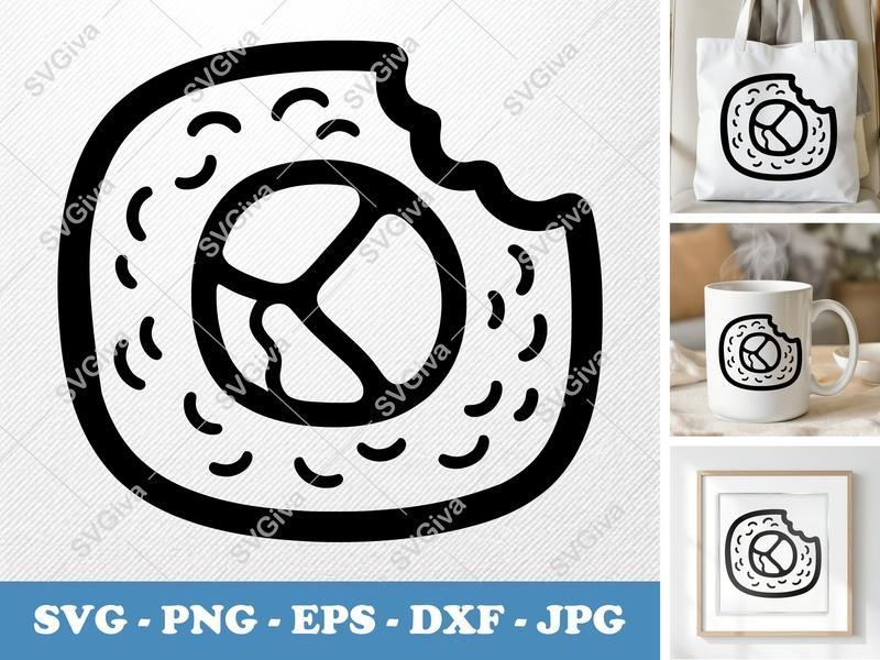 Sushi Partially Eaten SVG | Puffy Pillow Soft Shapes | PNG DXF EPS | Cricut Silhouette Kitchen Foodie Cut File