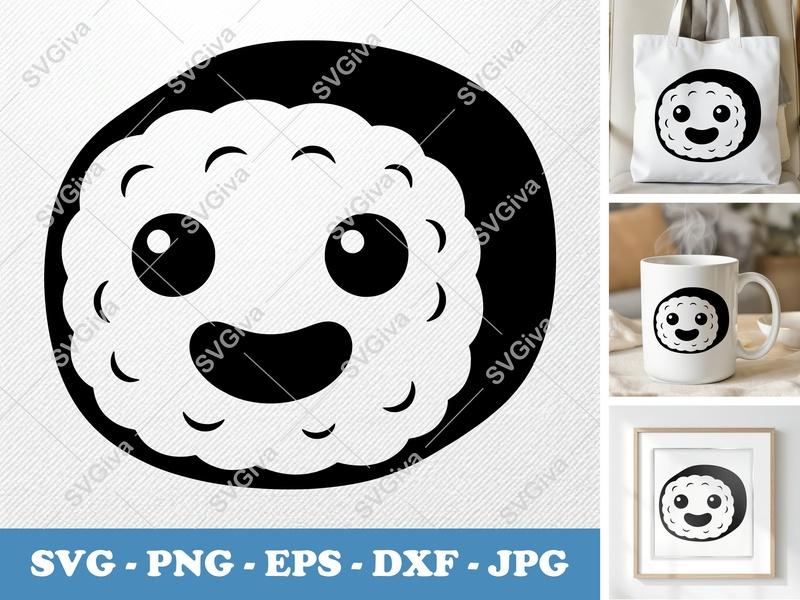 Sushi SVG | Cute Kawaii Roll Clipart Cut File for Cricut & Silhouette | Modern Food Design | PNG EPS DXF Vector Art