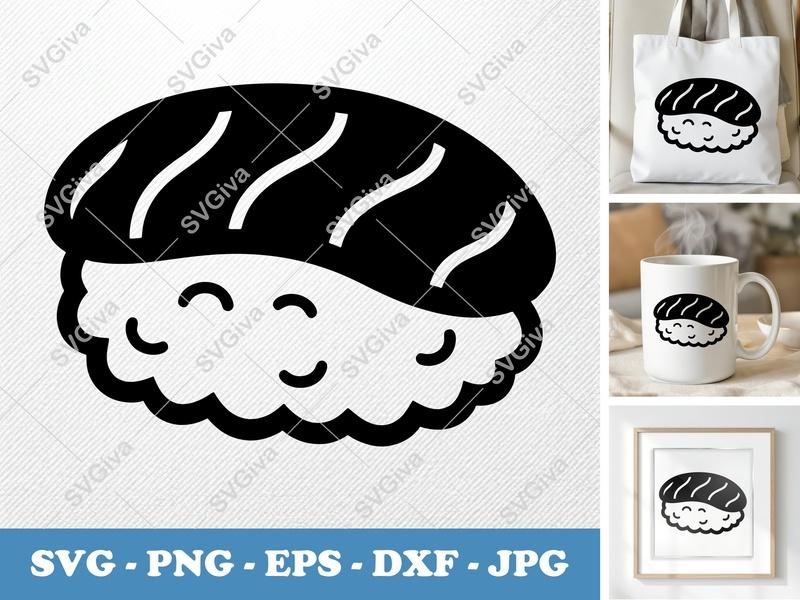 Sushi SVG, Cute Nigiri Modern Clean Design, PNG EPS DXF | Cricut & Silhouette Cut File, Japanese Food
