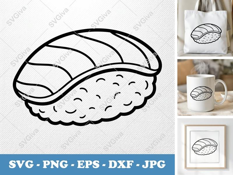 Sushi SVG | Food Nigiri Cut File PNG DXF EPS Cricut Silhouette