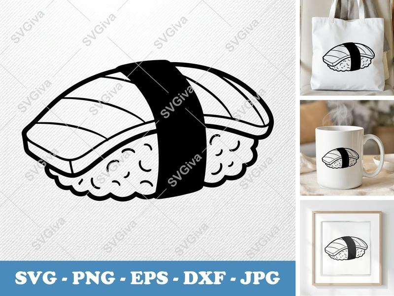 Sushi SVG | Minimalist Bold Contour | PNG, DXF, EPS | Cricut, Silhouette Ready