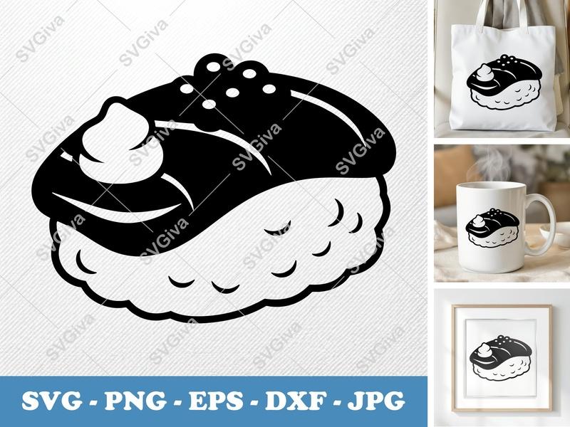 Sushi SVG | Modern Clean Nigiri Cut File PNG EPS DXF | Cricut Silhouette Design | Food Clipart Vector Graphic