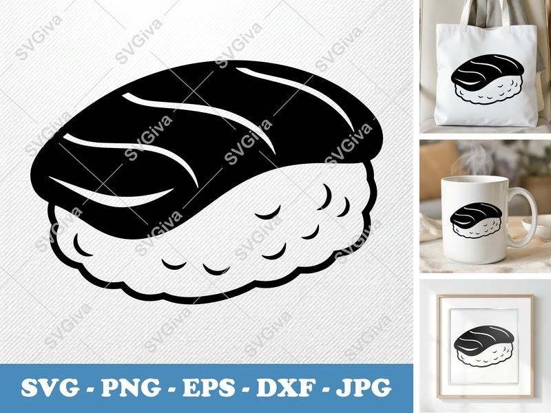Sushi SVG | Modern Clean Nigiri Sushi Cut File | PNG EPS DXF for Cricut & Silhouette | Japanese Food Vector Clip Art