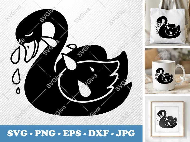 Swan Crying SVG | Puffy Soft Forms PNG DXF EPS | Cricut Silhouette Cut File