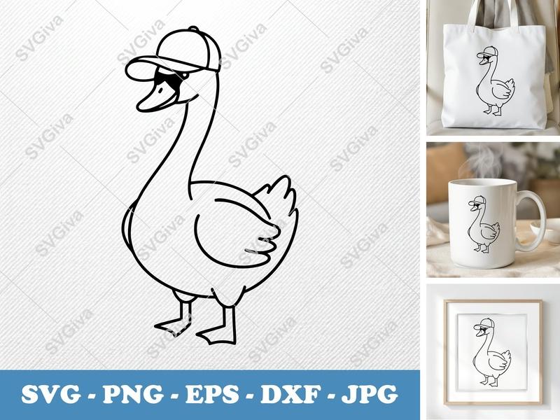 Swan in a Cap SVG | Duck Cut File PNG DXF EPS Cricut Silhouette