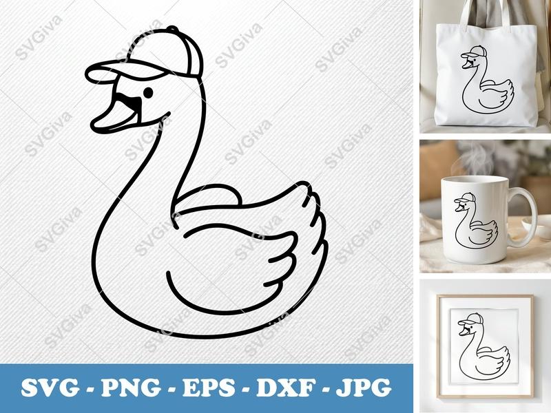 Swan in a Cap SVG | Puffy Pillow-Soft Design | Cricut Silhouette | PNG DXF EPS