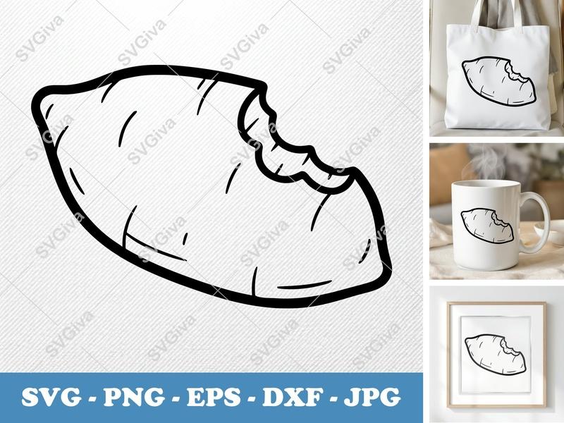 Sweet Potato Partially Eaten SVG | Friendly Rounded Body Bean-Shaped Cut File | PNG DXF EPS | Cricut Silhouette