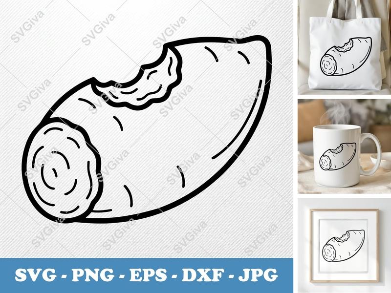Sweet Potato Partially Eaten SVG PNG DXF EPS | Food Cut File Cricut Silhouette