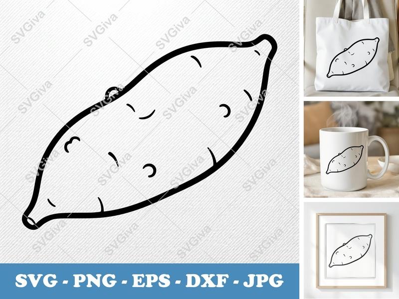 Sweet Potato SVG | Fresh Minimalist Clean Cut File | PNG DXF EPS | Cricut Silhouette Vector Art