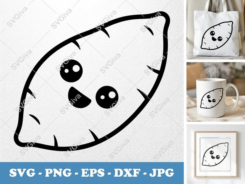 Sweet Potato SVG | Kawaii Cartoon Vegetable Cut File | Cute Food Design for Cricut & Silhouette | PNG EPS DXF Vector