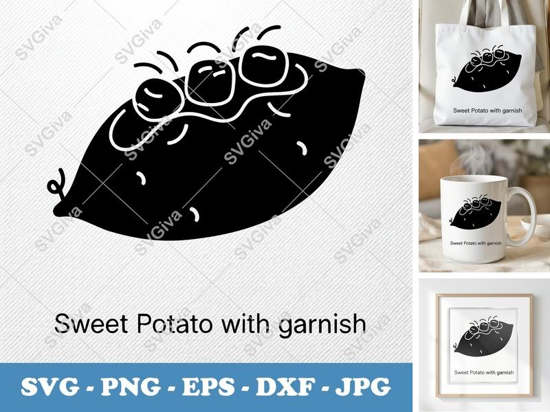 Sweet Potato SVG | Modern Clean Design | Food Vegetable Icon | PNG EPS DXF for Cricut & Silhouette, Kitchen Decor, Recipe