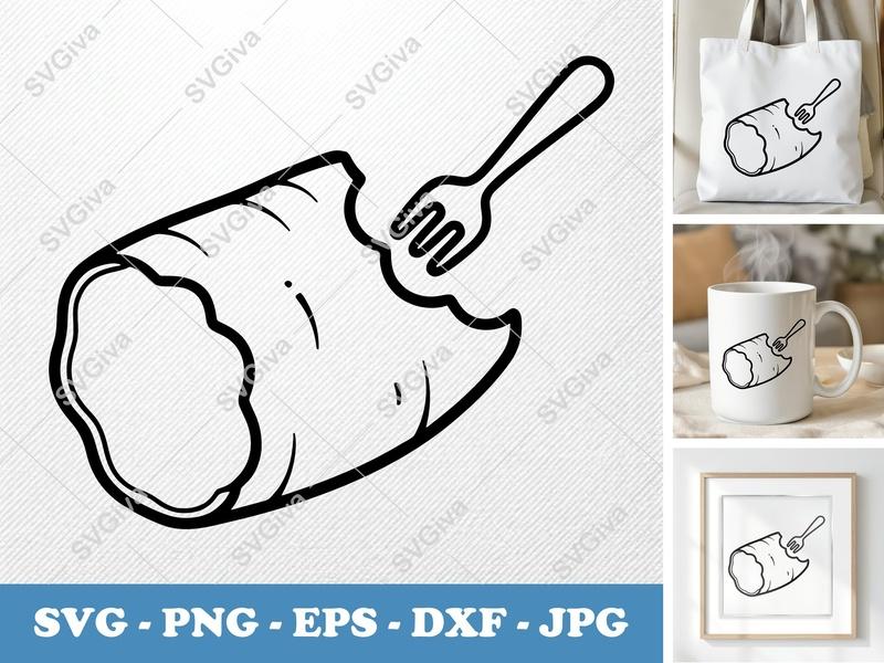 Sweet Potato SVG | Partially Eaten | Bold Contour Minimalist Cut File | PNG DXF EPS | Cricut Silhouette Kitchen