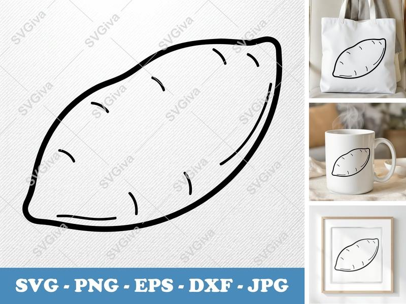 Sweet Potato SVG PNG DXF EPS Cut File for Cricut Silhouette | Farm Vegetable Vector Art