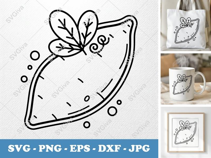 Sweet Potato with Garnish SVG | Outline Art, Basic Shapes | PNG DXF EPS | Cricut Silhouette File