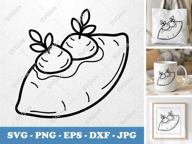 Sweet Potato with Garnish SVG PNG DXF EPS | Food Cut File for Cricut Silhouette