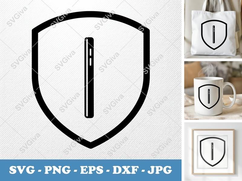 Tablet Security Icon SVG, Modern Shield Design PNG EPS DXF | Cricut Silhouette Cut File