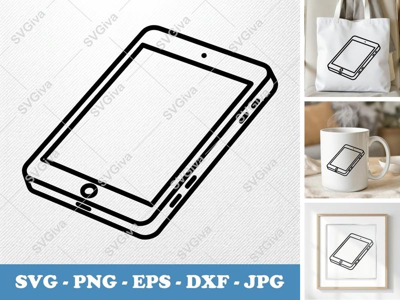 Tablet SVG | Modern Device Cut File | PNG EPS DXF for Cricut & Silhouette | Tech Gadget Clipart