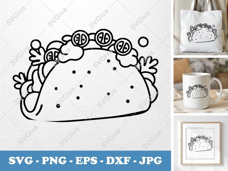 Taco SVG | Modern Clean Design | Food Clipart | Mexican Food | SVG, PNG, EPS, DXF for Cricut & Silhouette