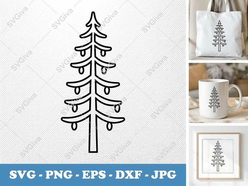 Tamarack Tree alone SVG | Pine Tree Silhouette | Evergreen Clip Art | Forest Nature | PNG EPS DXF for Cricut, Silhouette