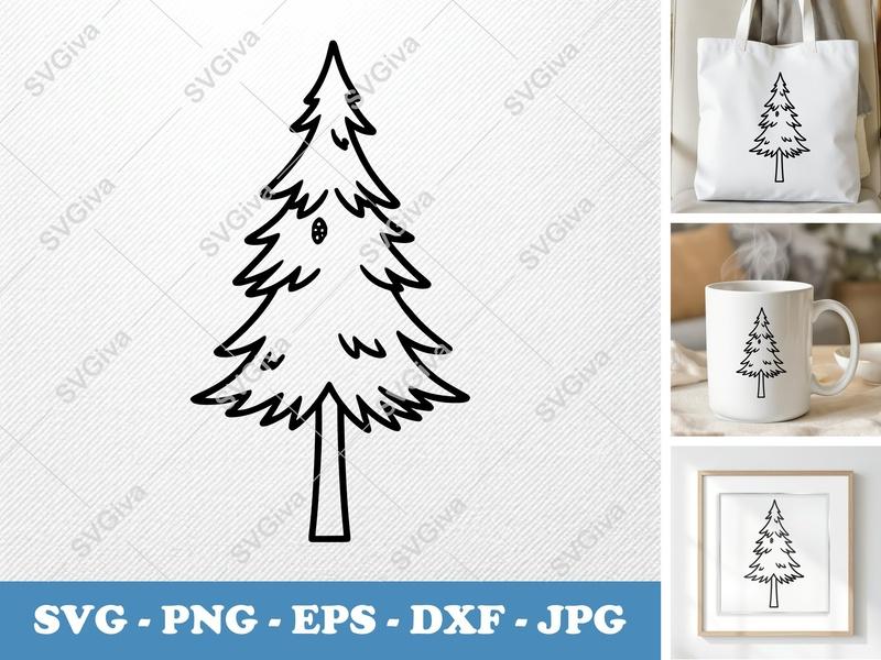 Tamarack Tree classic svg icon | Bold Line Art, Flat Shape, 90s Cartoon Style | SVG PNG EPS DXF for Cricut Silhouette