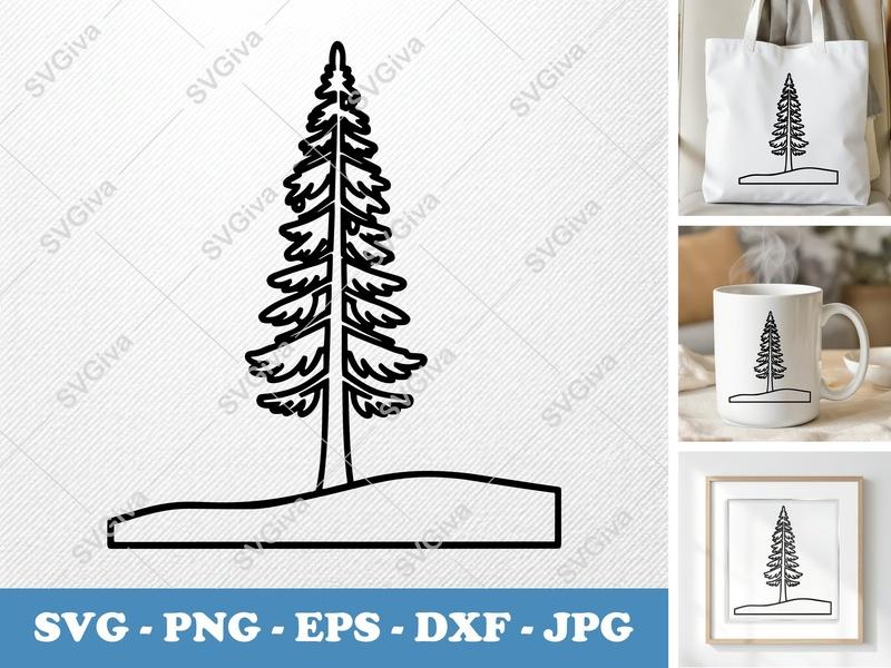 Tamarack Tree SVG | Modern Evergreen Pine Tree Cut File | Forest Nature Clipart | PNG EPS DXF for Cricut Silhouette