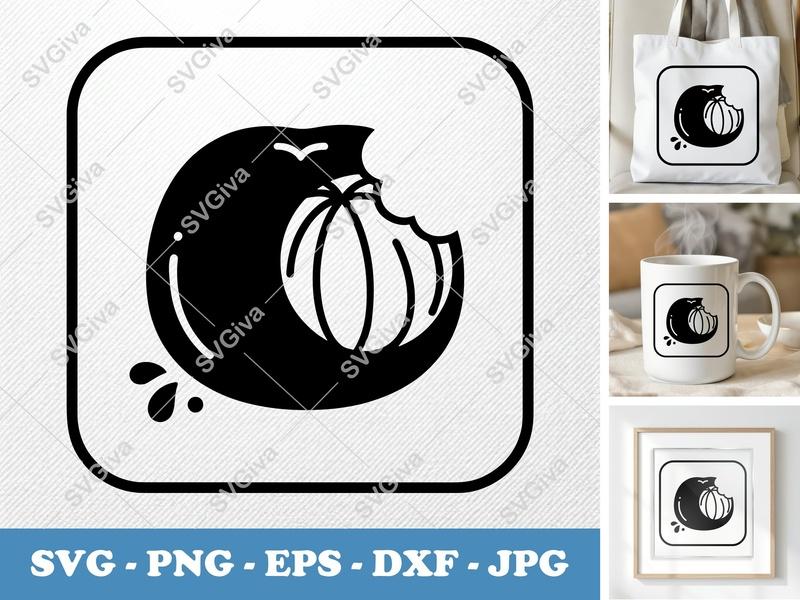 Tangerine Partially Eaten SVG | Puffy Soft Forms | PNG DXF EPS | Cricut Silhouette Cut File