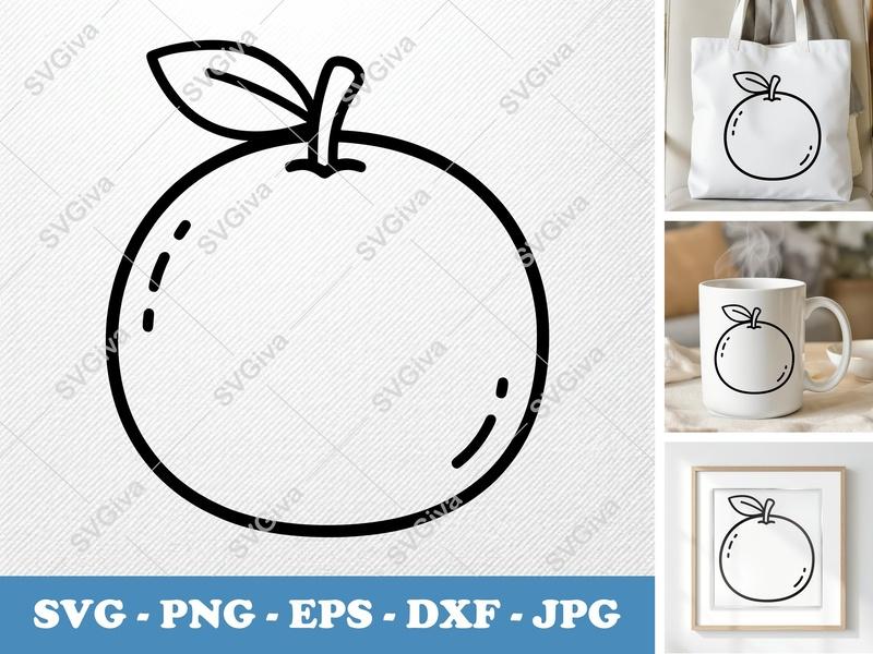 Tangerine Puffy SVG | Inflated Pillow-Soft Fruit PNG DXF EPS | Cricut Silhouette File
