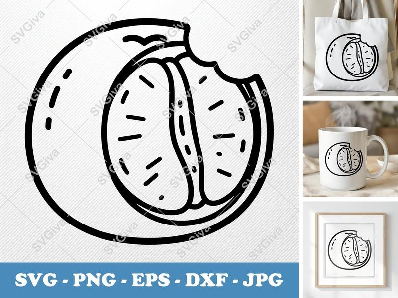 Tangerine SVG | Bitten Fruit Outline | Modern Citrus PNG EPS DXF | Cricut Silhouette Cut File | Instant Download