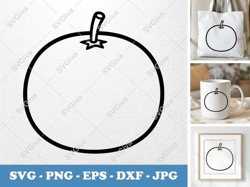 Tangerine SVG | Friendly Rounded Body Bean-Shaped Fruit | PNG DXF EPS | Cricut Silhouette Cut File