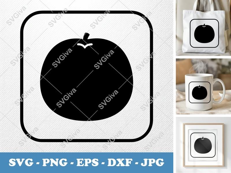 Tangerine SVG | Modern Fruit Silhouette, Minimalist Citrus Clipart | PNG EPS DXF for Cricut, Silhouette